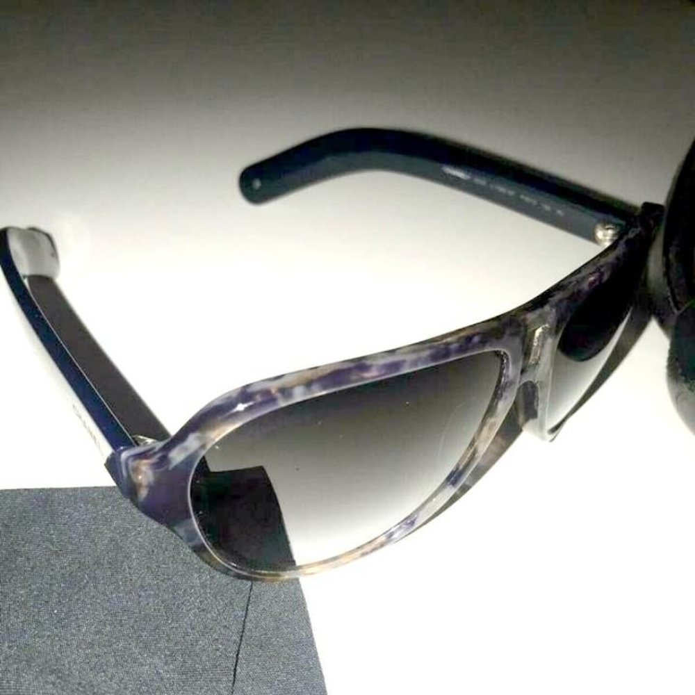 Chanel Blue Tortoise Aviator Cc Logo Sunglasses